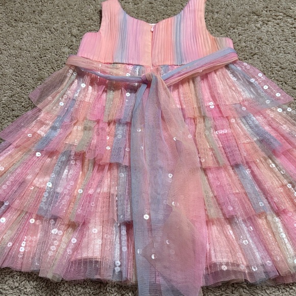 Couture Princess Baby Girl Rainbow Sequin Tulle Dress Sz 3T - Picture 7 of 7
